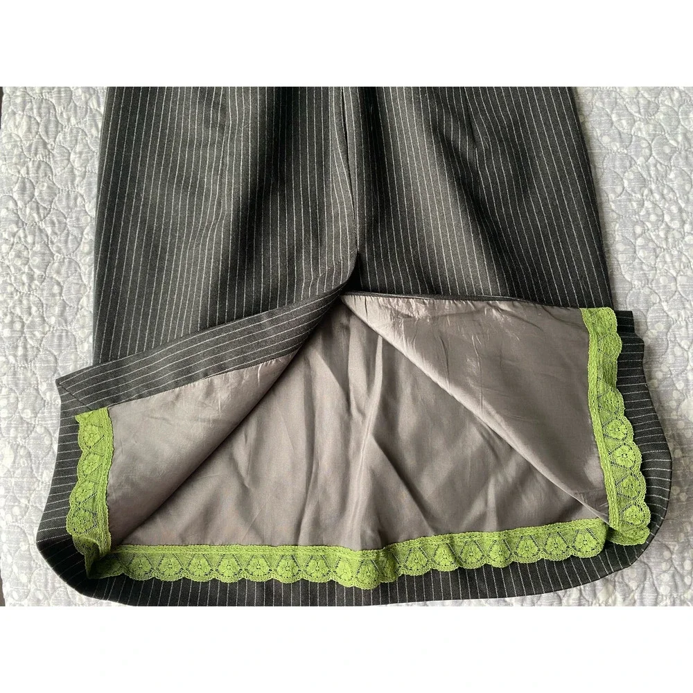 Paul Smith Wool Black Lined Pinstripe Skirt Pockets Buttons Size 42 (US 4/6)